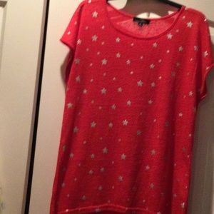 Women Red star top M